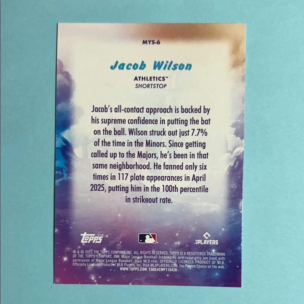 A’s Jacob Wilson 2025 Topps Mystical RC Card #MYS-6